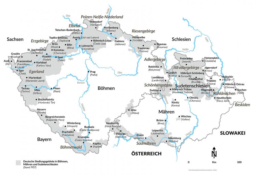 Das sogenannte Sudetetenland und seine Teilregionen